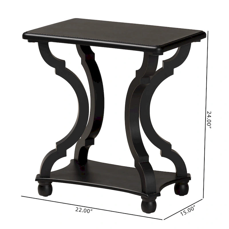 Traditional Wood End Table with Open Shelf