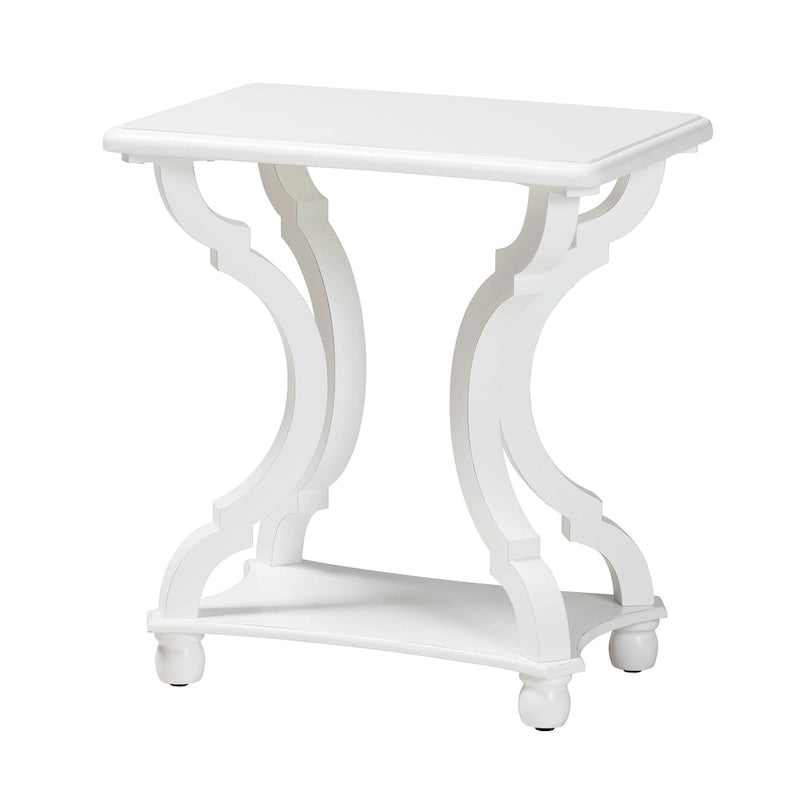 Traditional Wood End Table with Open Shelf