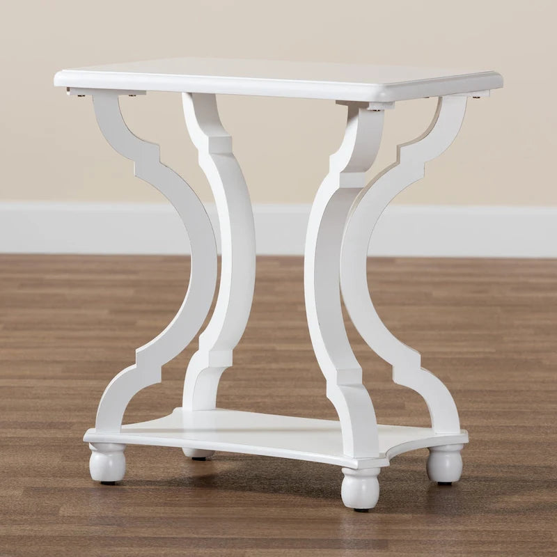 Traditional Wood End Table with Open Shelf