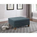 Large Square Storage Ottoman with Hinged Lid and Tapered Wood Legs