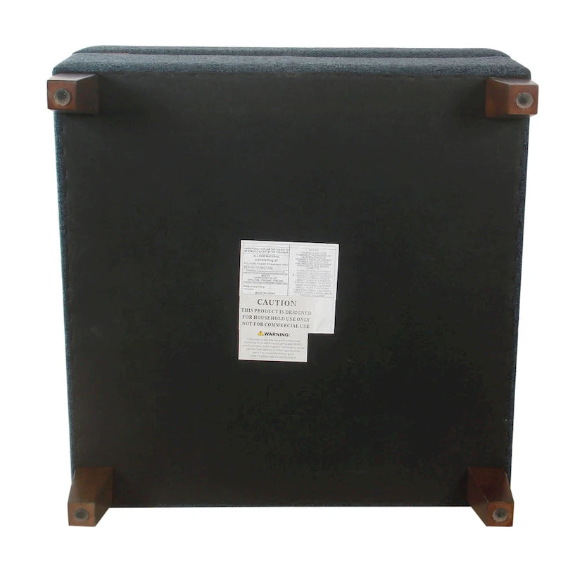 Large Square Storage Ottoman with Hinged Lid and Tapered Wood Legs