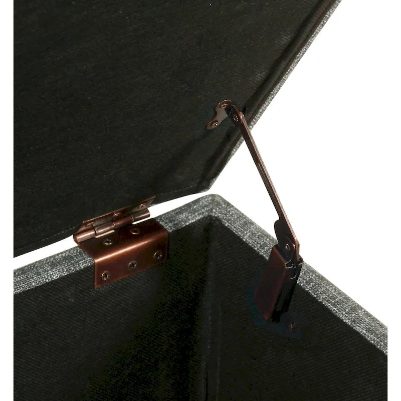 Large Square Storage Ottoman with Hinged Lid and Tapered Wood Legs