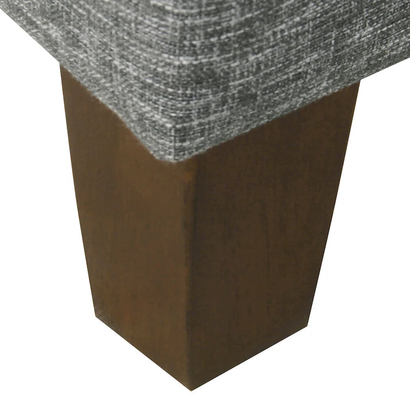 Large Square Storage Ottoman with Hinged Lid and Tapered Wood Legs