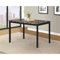 Metal Dining Table with Laminated Faux Marble Top | Transitional Style