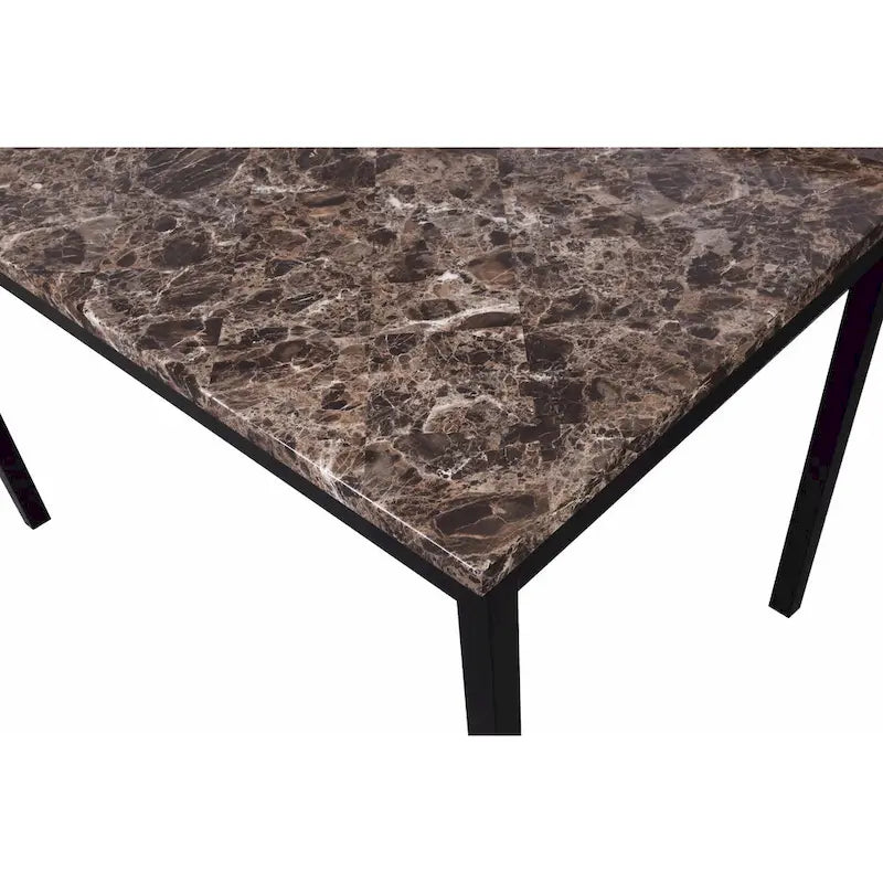 Metal Dining Table with Laminated Faux Marble Top | Transitional Style