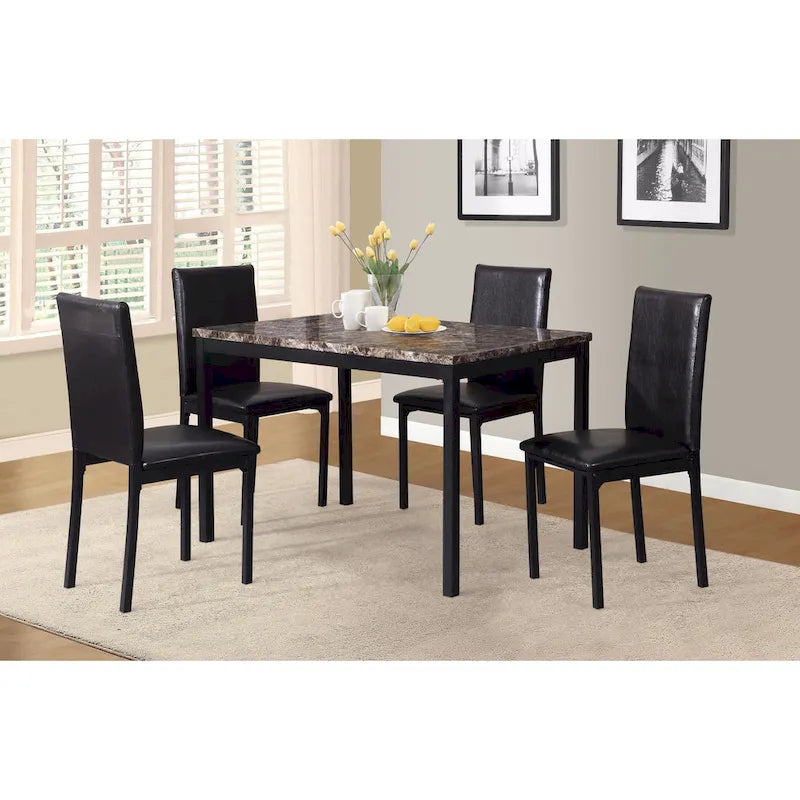 Metal Dining Table with Laminated Faux Marble Top | Transitional Style
