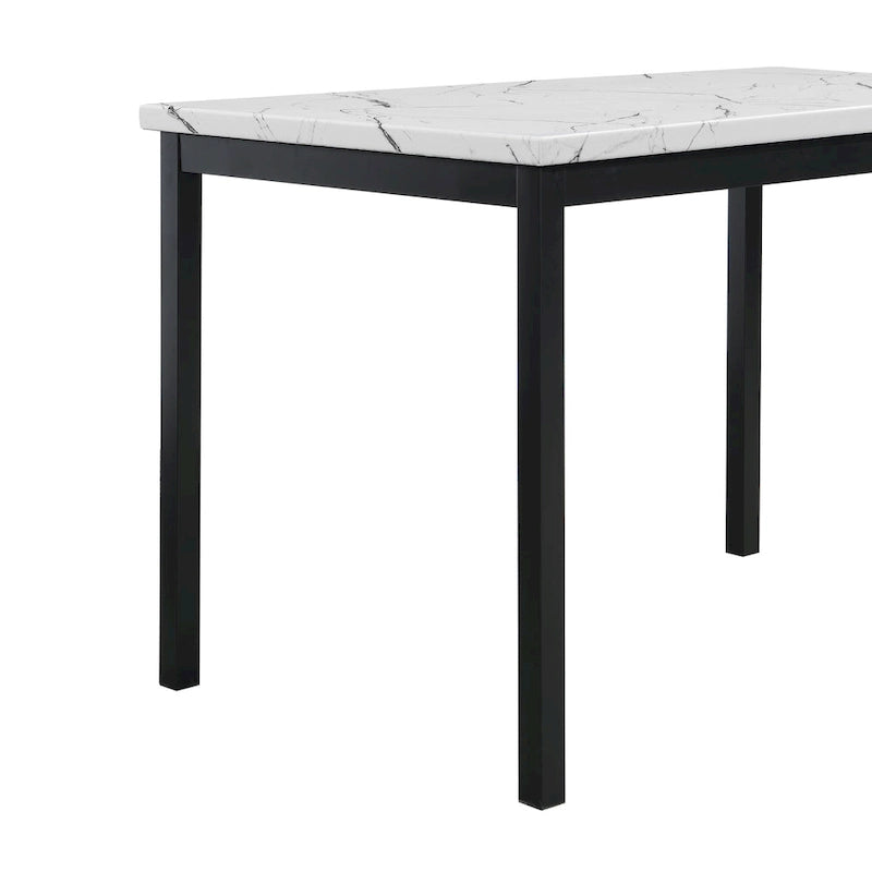 Metal Dining Table with Laminated Faux Marble Top | Transitional Style