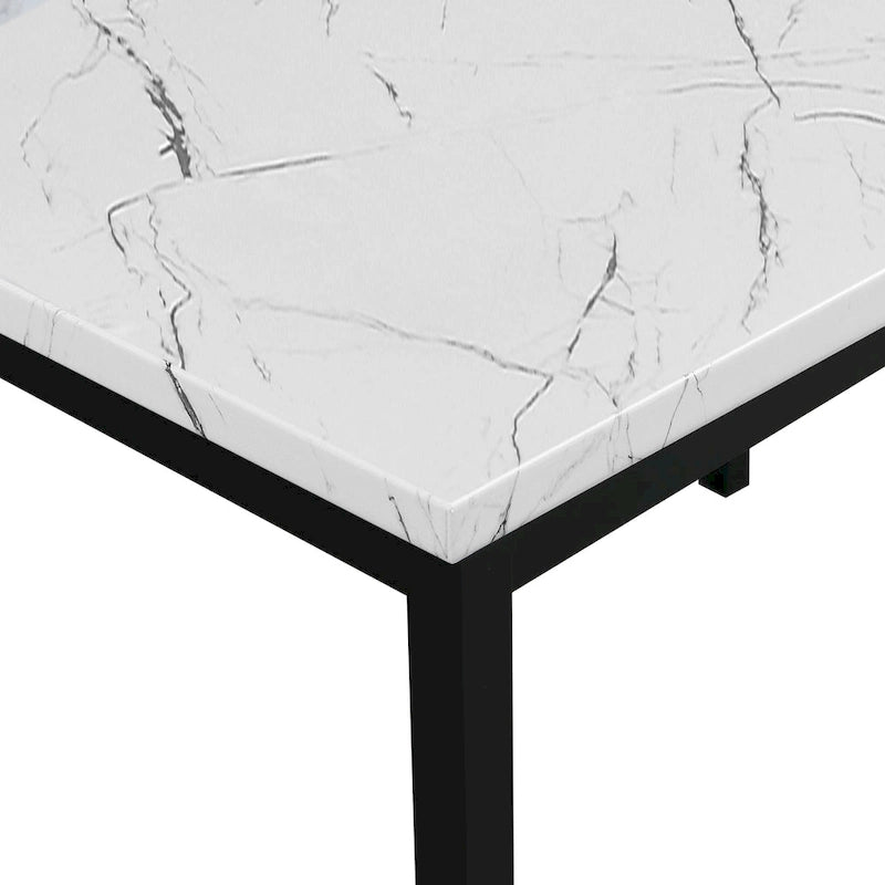 Metal Dining Table with Laminated Faux Marble Top | Transitional Style