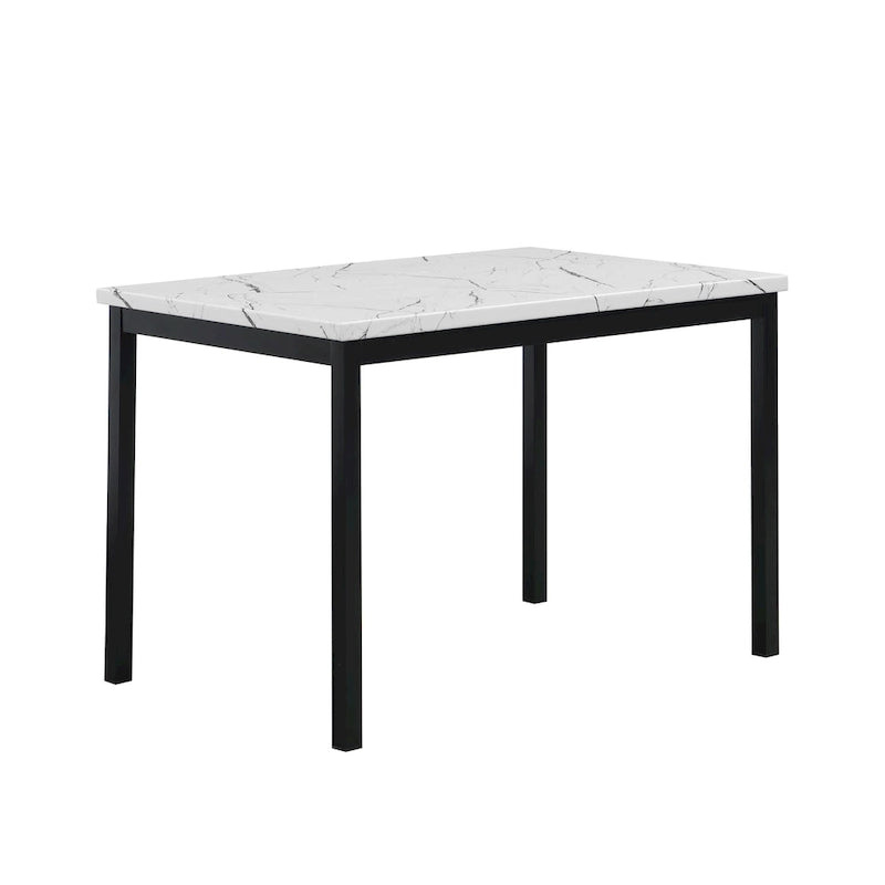 Metal Dining Table with Laminated Faux Marble Top | Transitional Style