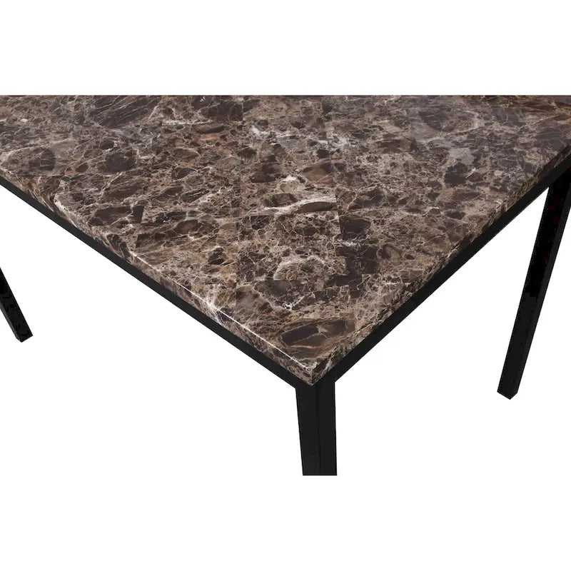 Metal Dining Table with Laminated Faux Marble Top | Transitional Style
