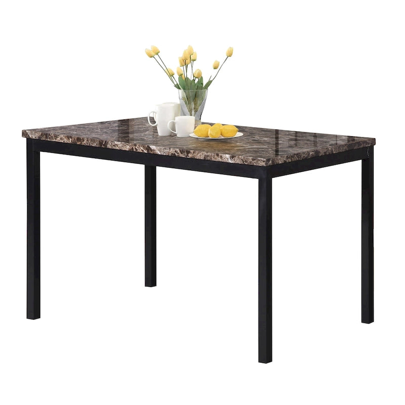 Metal Dining Table with Laminated Faux Marble Top | Transitional Style