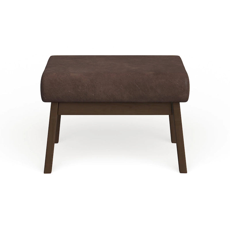Mid-Century Ottoman with Removable Cushion and Angular Wood Frame