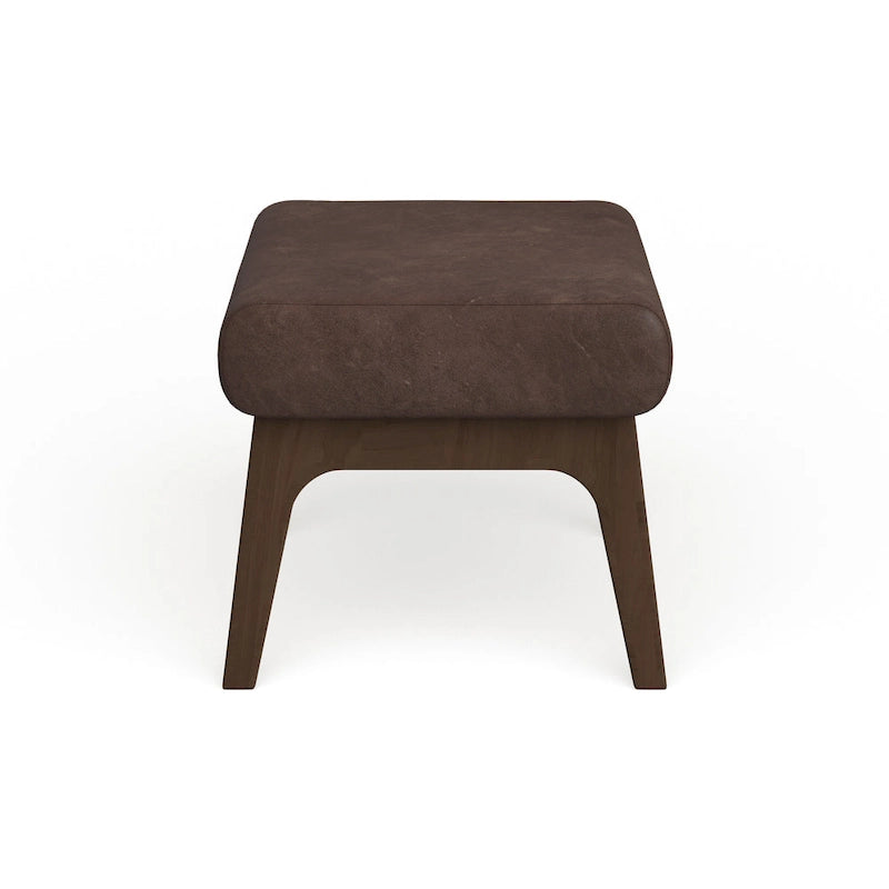Mid-Century Ottoman with Removable Cushion and Angular Wood Frame
