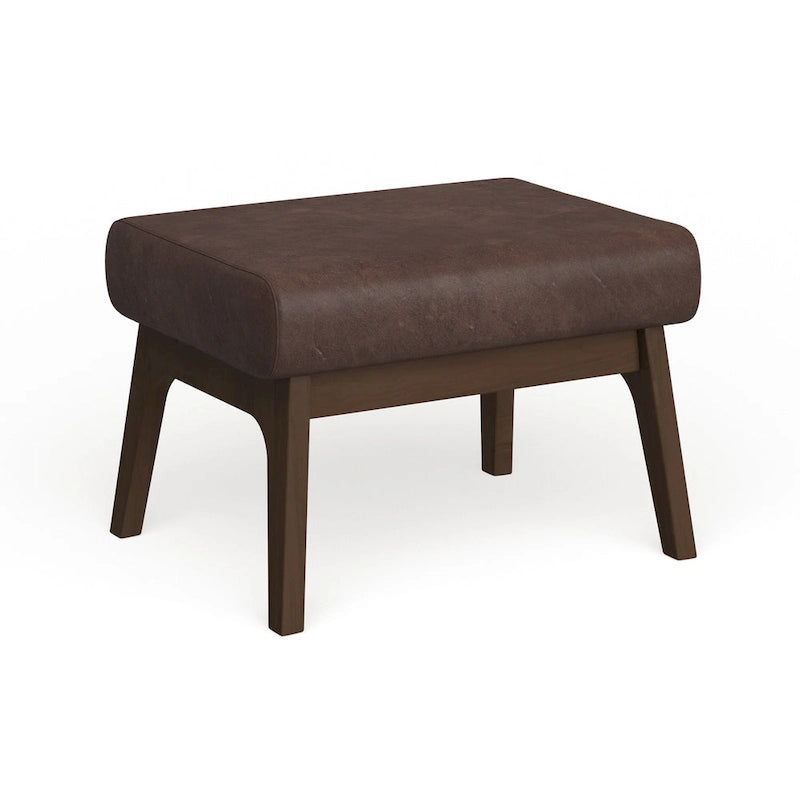 Mid-Century Ottoman with Removable Cushion and Angular Wood Frame