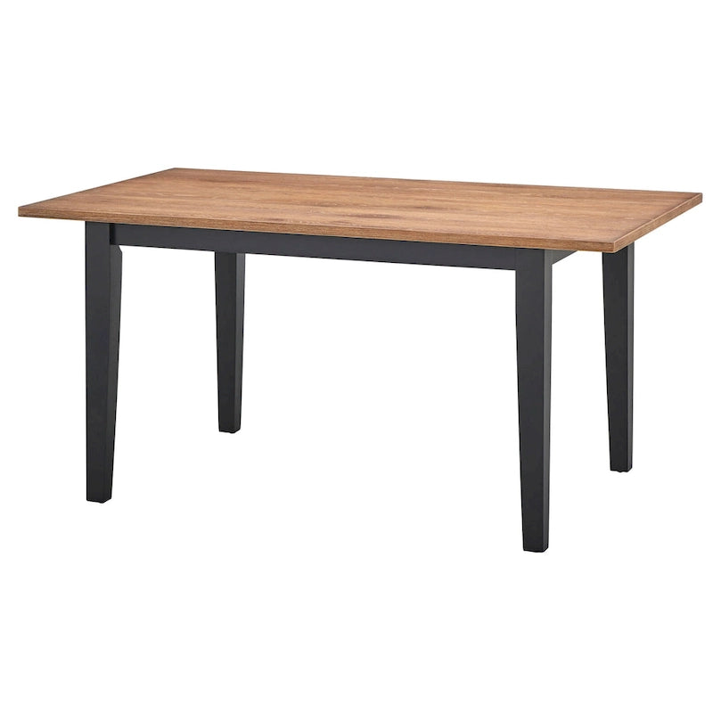 Farmhouse Dining Table with Oak Veneer Top and Solid Wood Legs | Seats 6