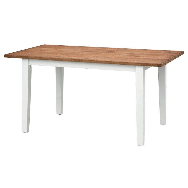 Farmhouse Dining Table with Oak Veneer Top and Solid Wood Legs | Seats 6