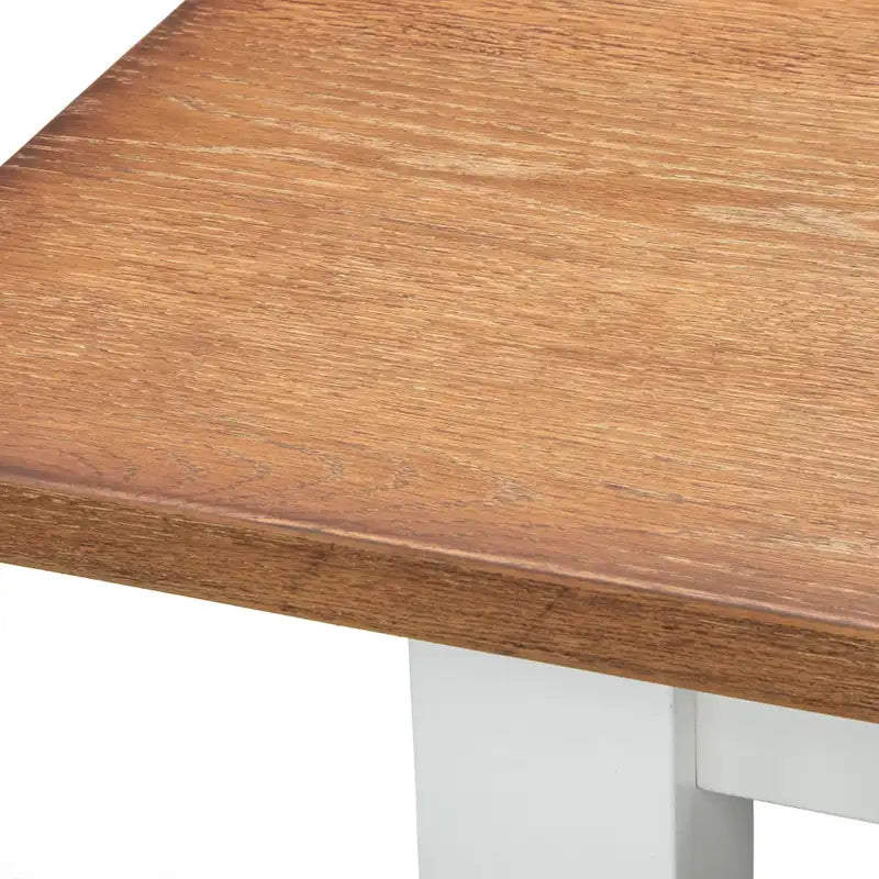 Farmhouse Dining Table with Oak Veneer Top and Solid Wood Legs | Seats 6