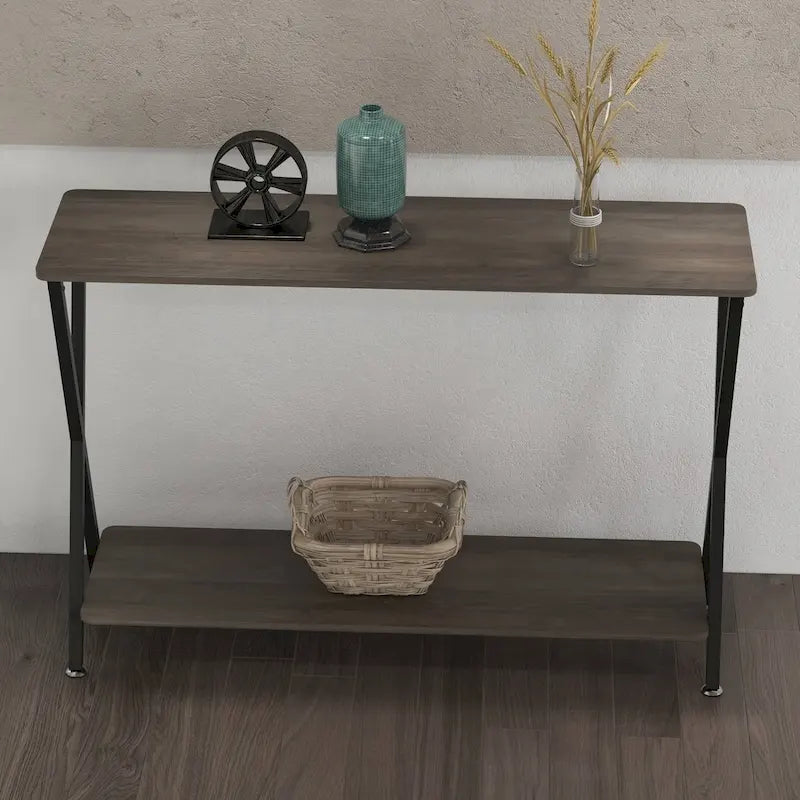 33.5 Table console étroite avec étagère de rangement