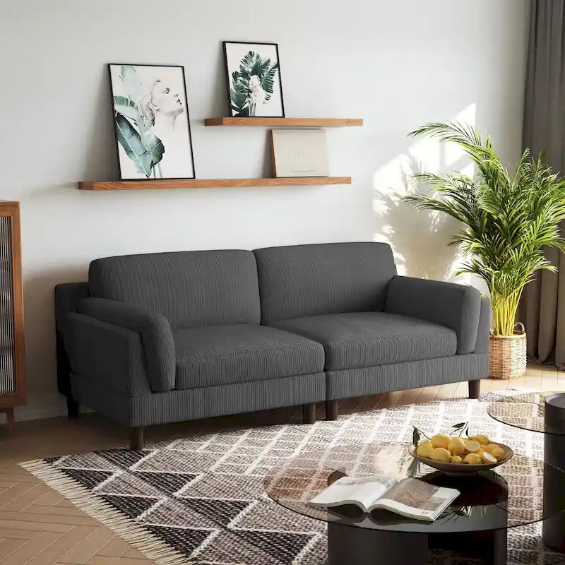 Modern 90 inch Sofa Comfy Corduroy Deep Seats Sofa