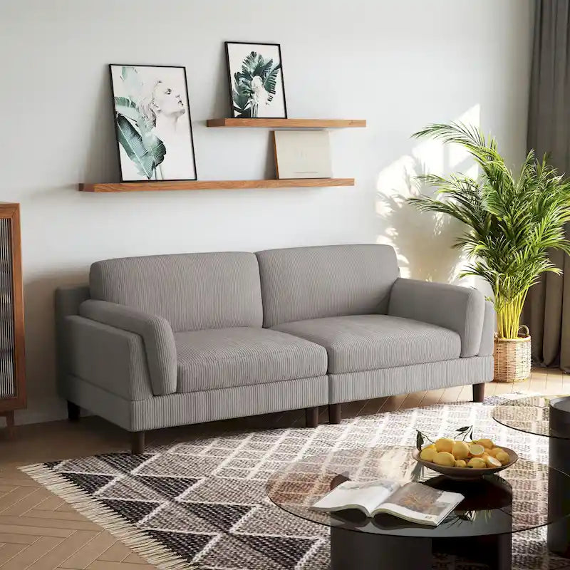 Modern 90 inch Sofa Comfy Corduroy Deep Seats Sofa
