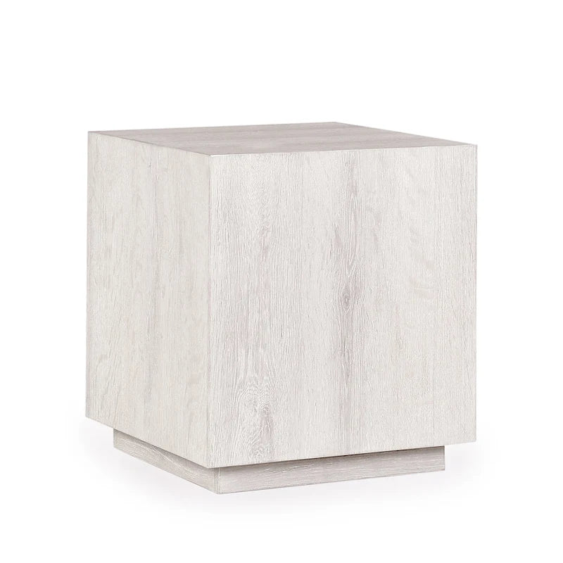 Square Oak Veneer End Table with Plinth Base