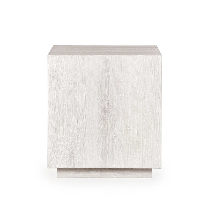 Square Oak Veneer End Table with Plinth Base