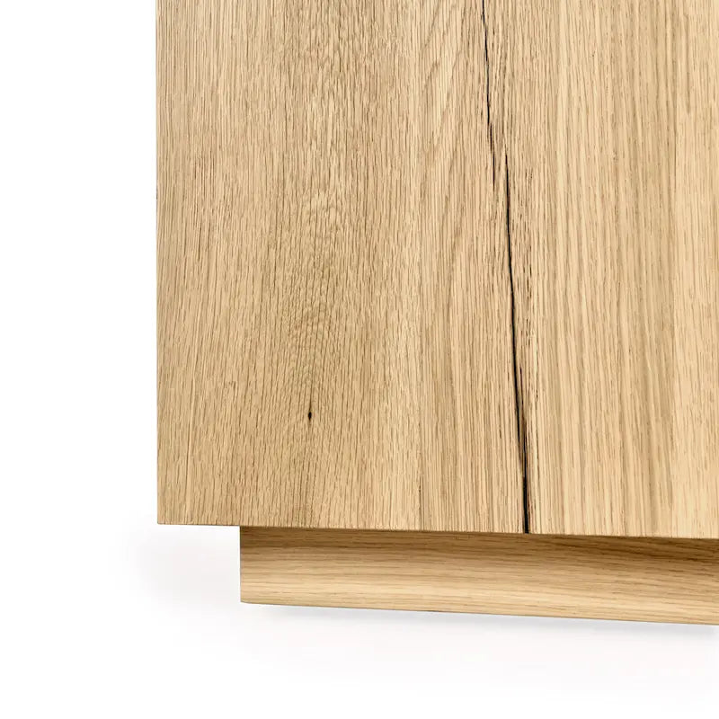 Square Oak Veneer End Table with Plinth Base