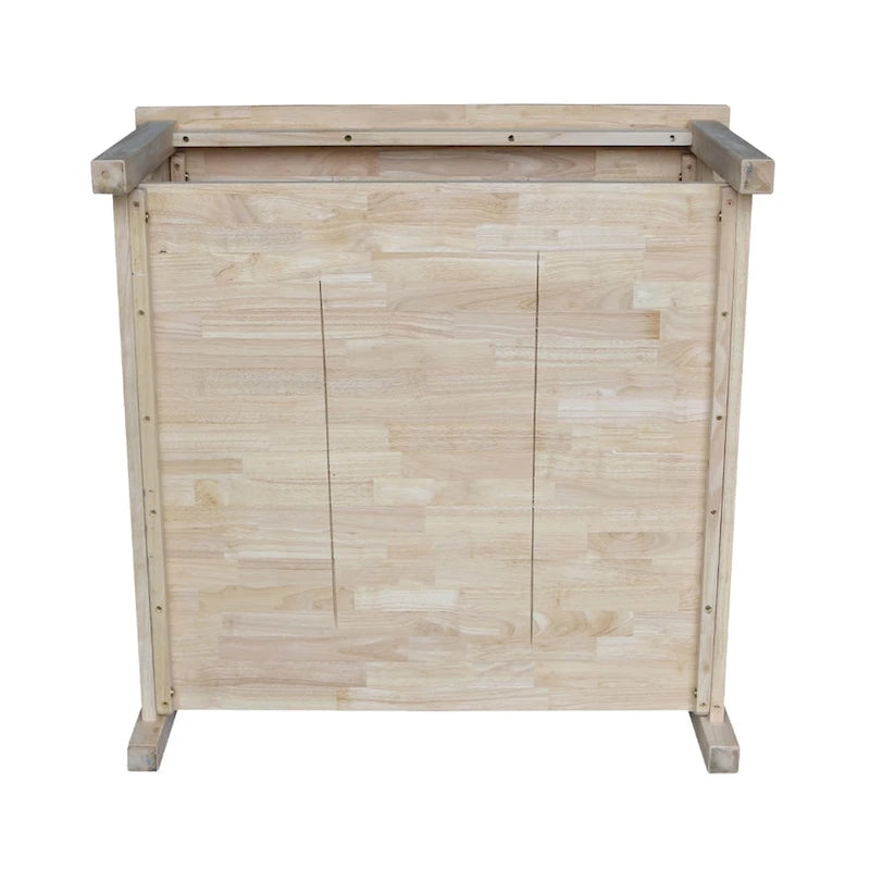 Solid Parawood Square Coffee Table with X-Frame Supports and Open Shelf