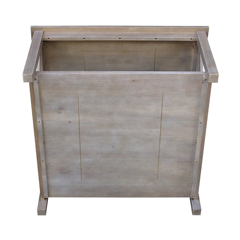 Solid Parawood Square Coffee Table with X-Frame Supports and Open Shelf