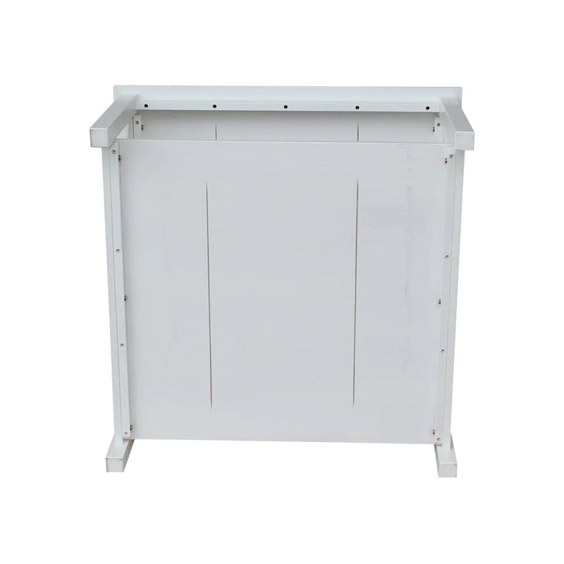 Solid Parawood Square Coffee Table with X-Frame Supports and Open Shelf