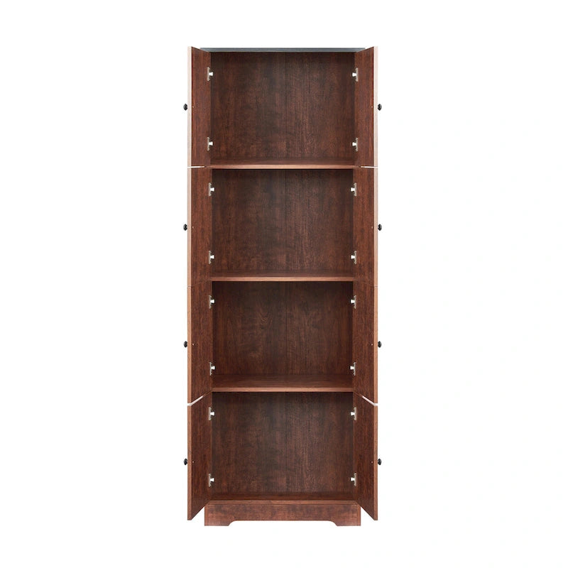 Tall Storage Cabinet with 8 Doors and 4 Shelves, Wall Storage Cabinet for Living Room, Kitchen, Office, Bedroom, Bathroom