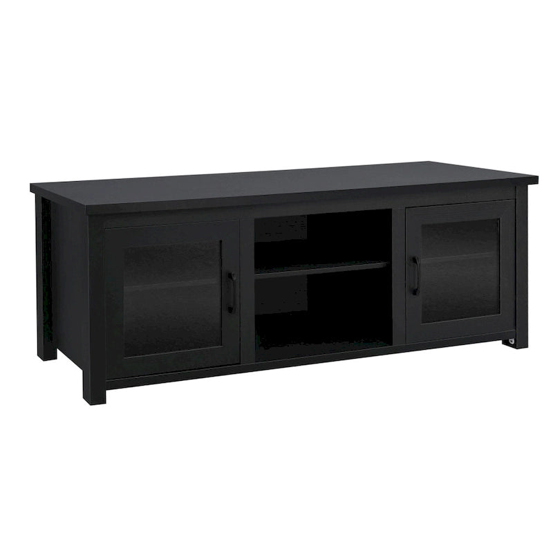 TV Stand with Glass Door Cabinets for TVs up to 80" | Modern Finish