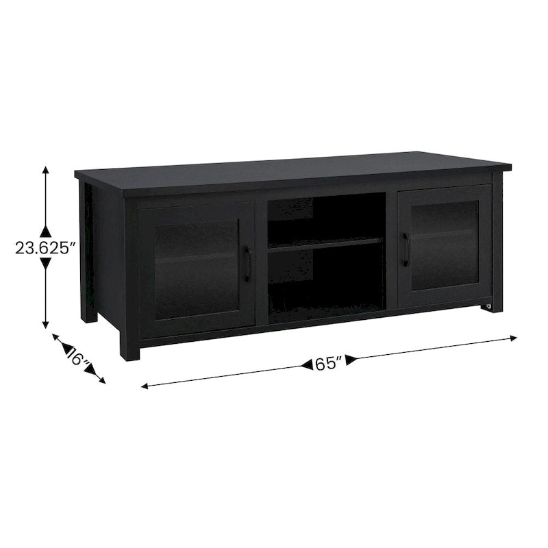 TV Stand with Glass Door Cabinets for TVs up to 80" | Modern Finish