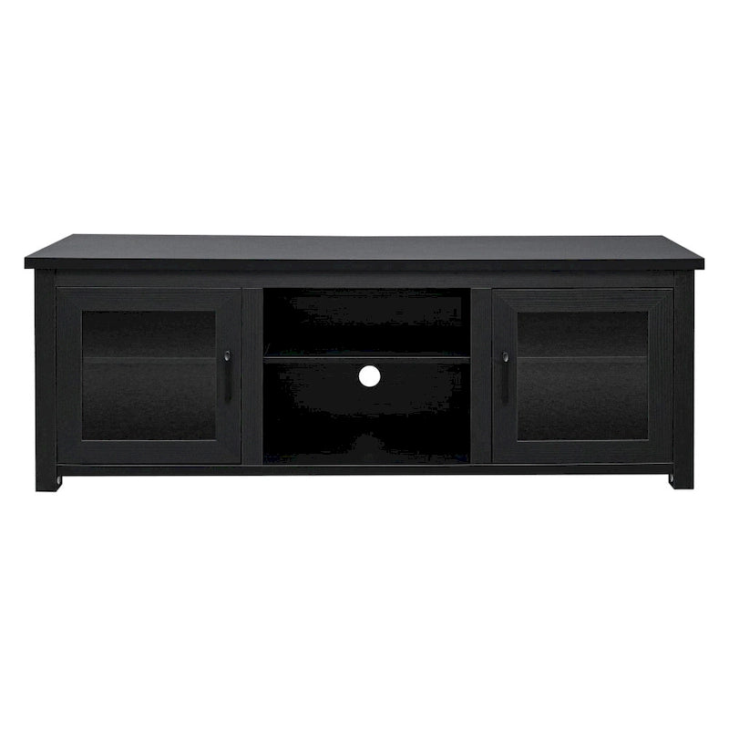 TV Stand with Glass Door Cabinets for TVs up to 80" | Modern Finish