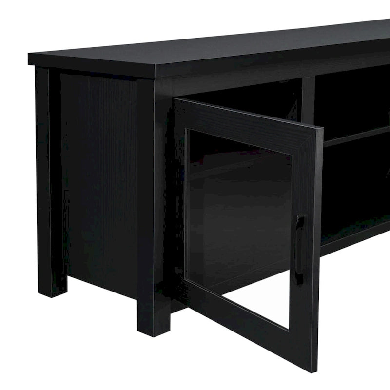 TV Stand with Glass Door Cabinets for TVs up to 80" | Modern Finish