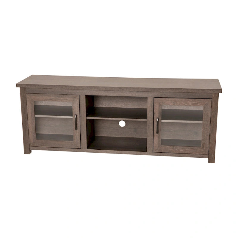 TV Stand with Glass Door Cabinets for TVs up to 80" | Modern Finish