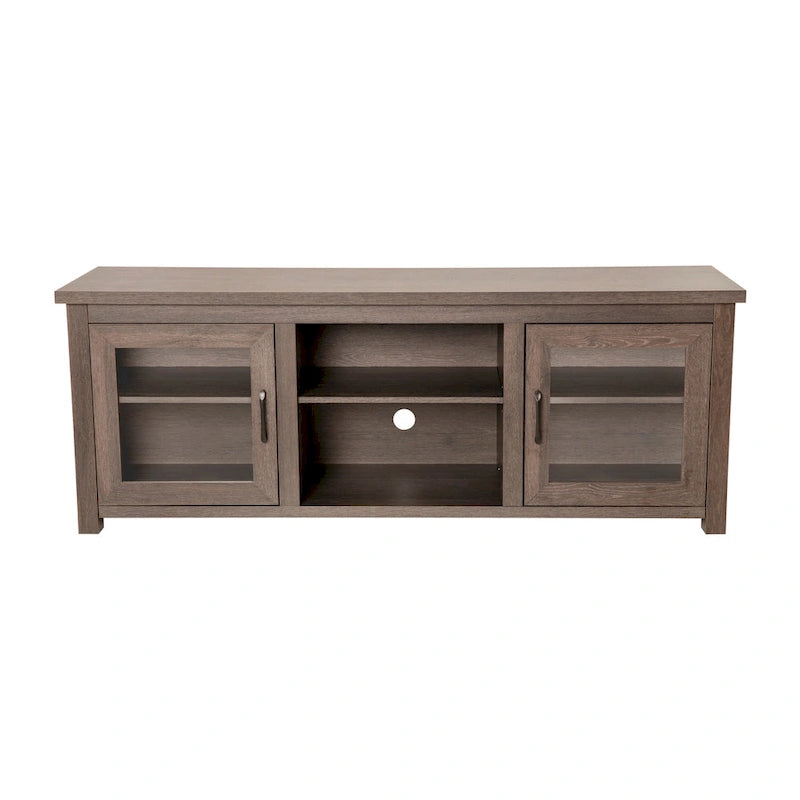 TV Stand with Glass Door Cabinets for TVs up to 80" | Modern Finish