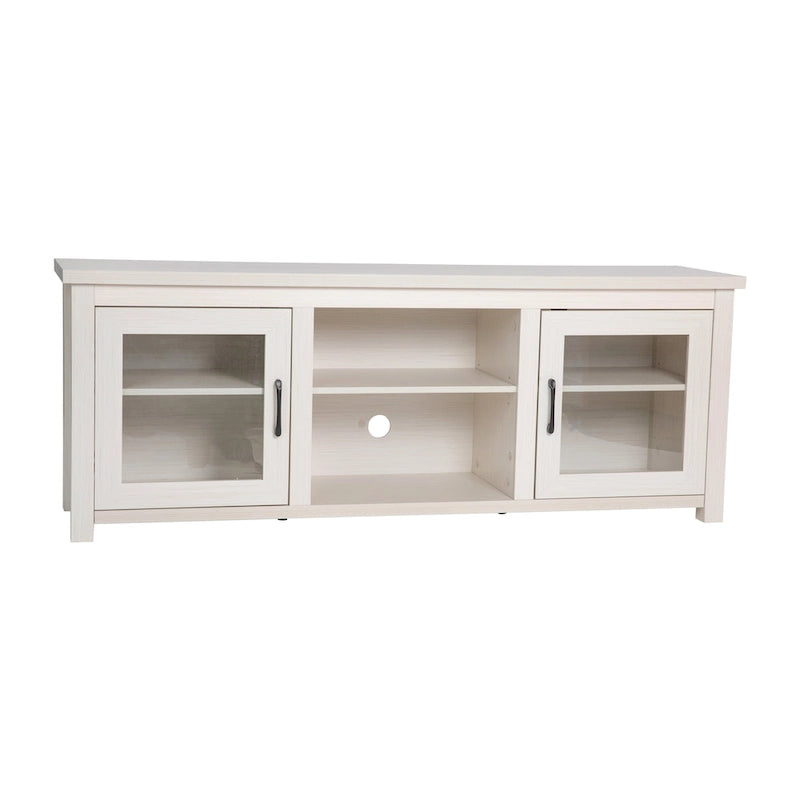 TV Stand with Glass Door Cabinets for TVs up to 80" | Modern Finish