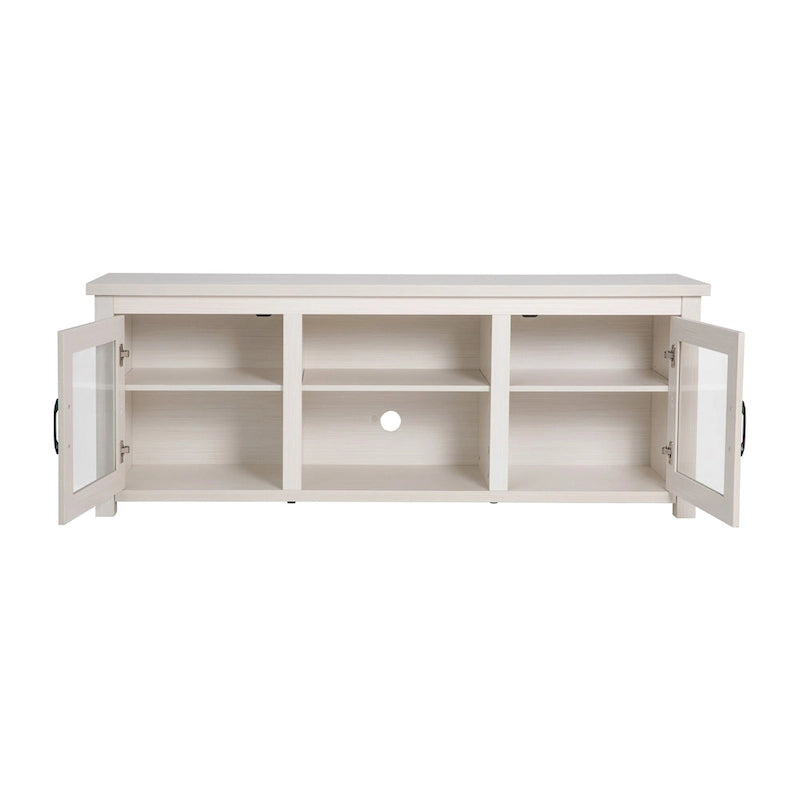 TV Stand with Glass Door Cabinets for TVs up to 80" | Modern Finish