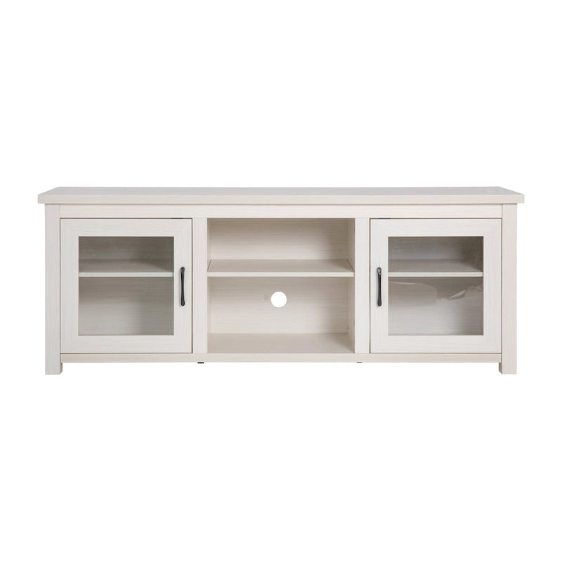 TV Stand with Glass Door Cabinets for TVs up to 80" | Modern Finish