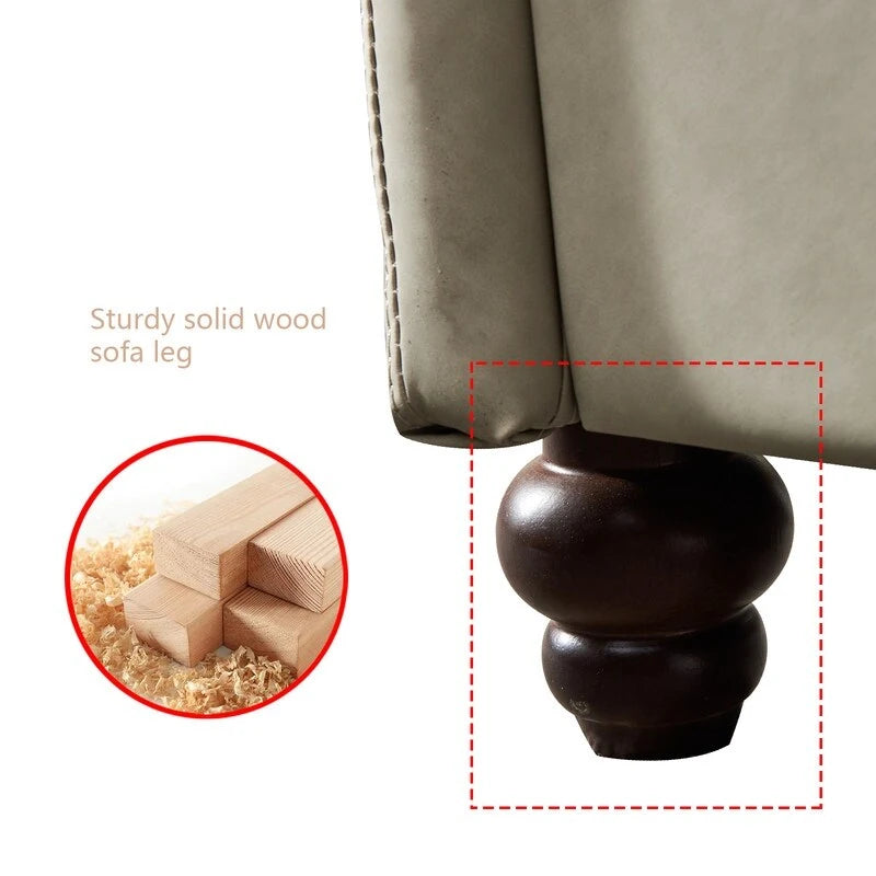 Linen Fabric Faux Leather Sofa with Two Removable Storage Boxes