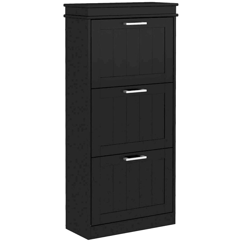 Narrow Entryway Shoe Cabinet with 3 Flip Doors and Adjustable Shelves
