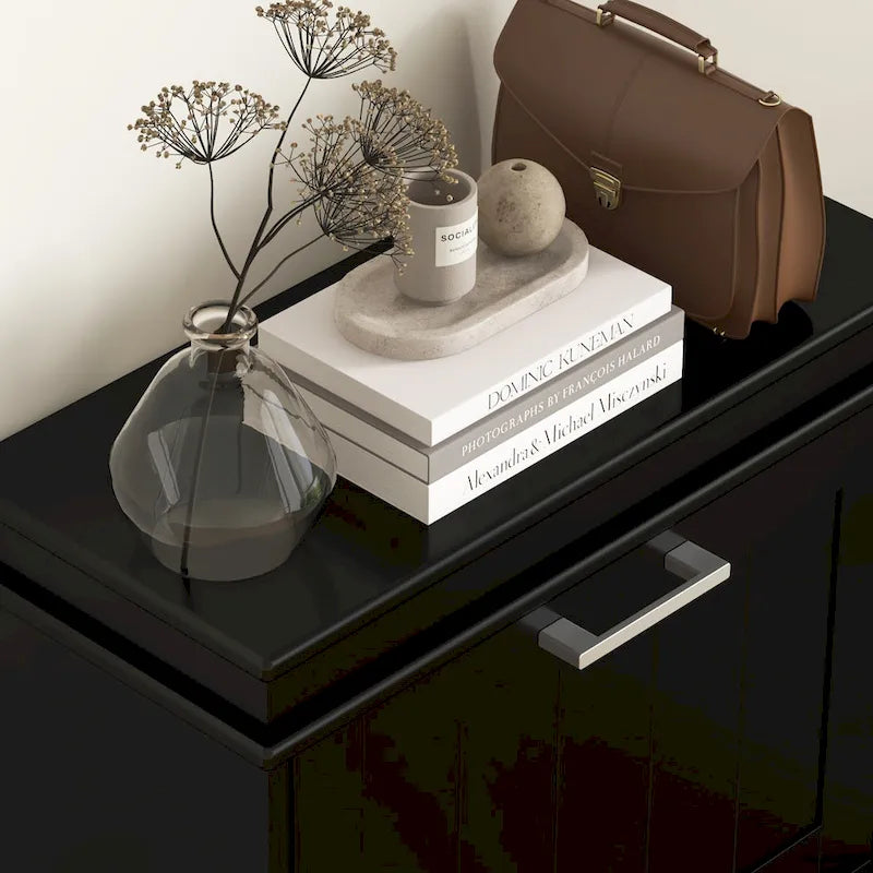 Narrow Entryway Shoe Cabinet with 3 Flip Doors and Adjustable Shelves