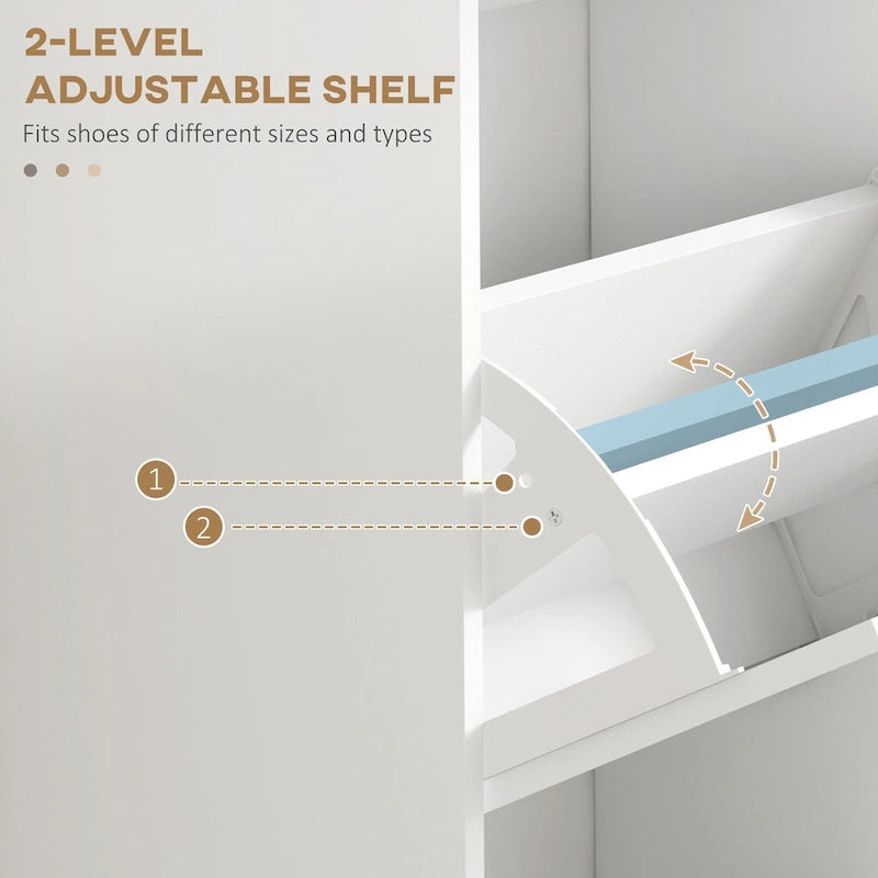 Narrow Entryway Shoe Cabinet with 3 Flip Doors and Adjustable Shelves