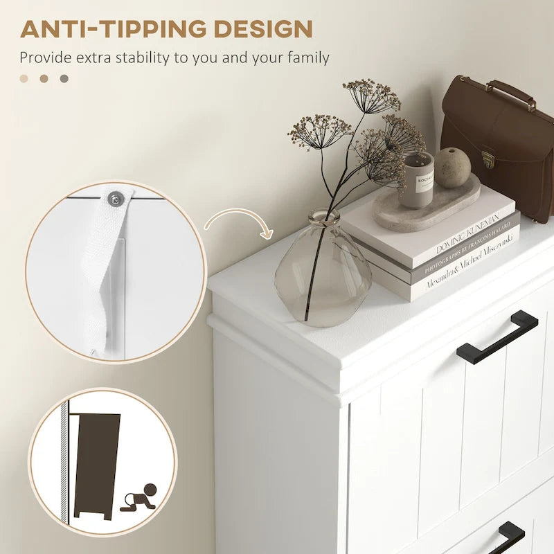 Narrow Entryway Shoe Cabinet with 3 Flip Doors and Adjustable Shelves