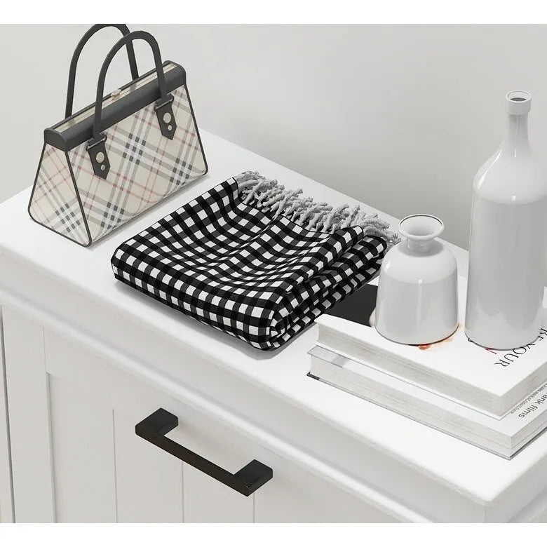 Narrow Entryway Shoe Cabinet with 3 Flip Doors and Adjustable Shelves