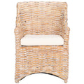 Rattan Wicker Wingback Armchair with Cotton Cushion | Fully Assembled