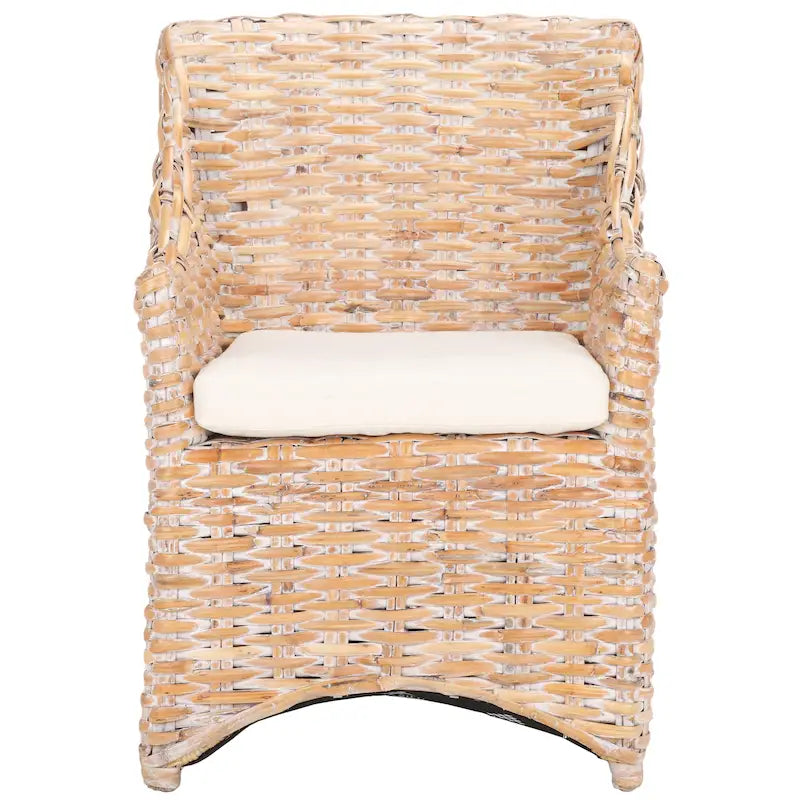 Rattan Wicker Wingback Armchair with Cotton Cushion | Fully Assembled