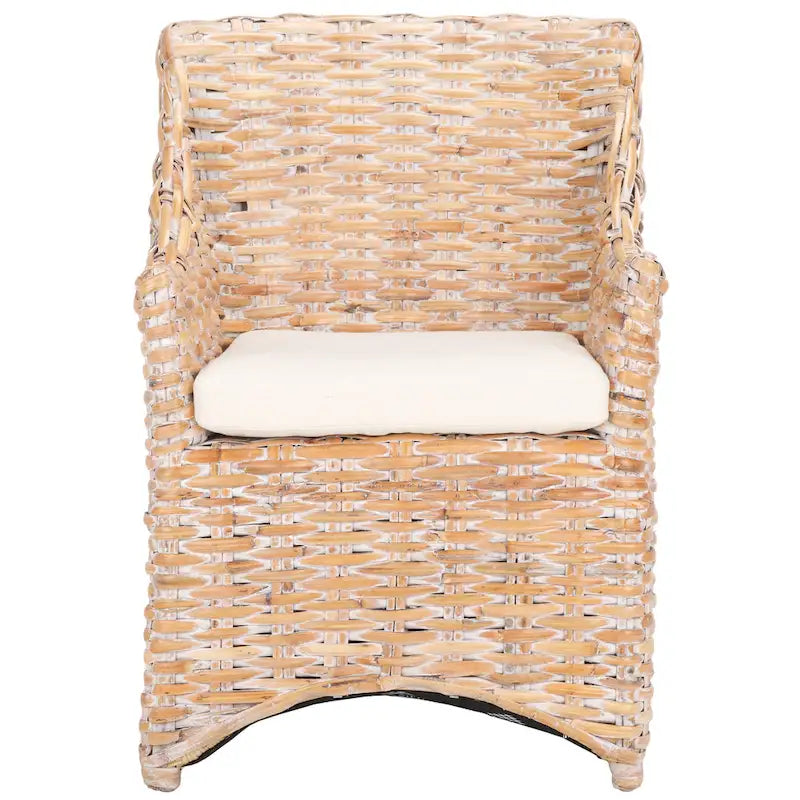 Rattan Wicker Wingback Armchair with Cotton Cushion | Fully Assembled