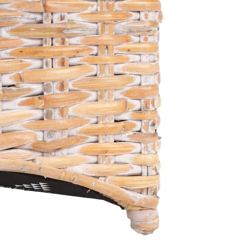 Rattan Wicker Wingback Armchair with Cotton Cushion | Fully Assembled